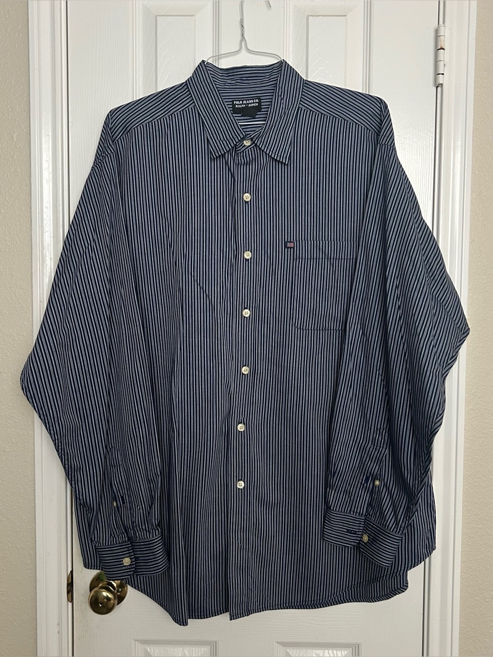Vintage Y2K Polo Ralph Lauren Jeans Co Striped Mens Button Up Shirt Size XL